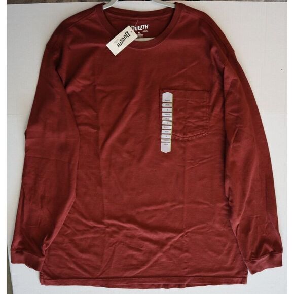 Duluth Men's Sz XL Burgundy Relaxed Fit Longtail L/S Crew Neck T-Shirt w/Pocket - Picture 4 of 10